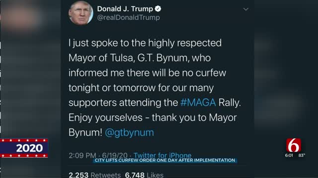 President Trump Tweets Curfew No Longer In Place For Part Of Downtown Tulsa