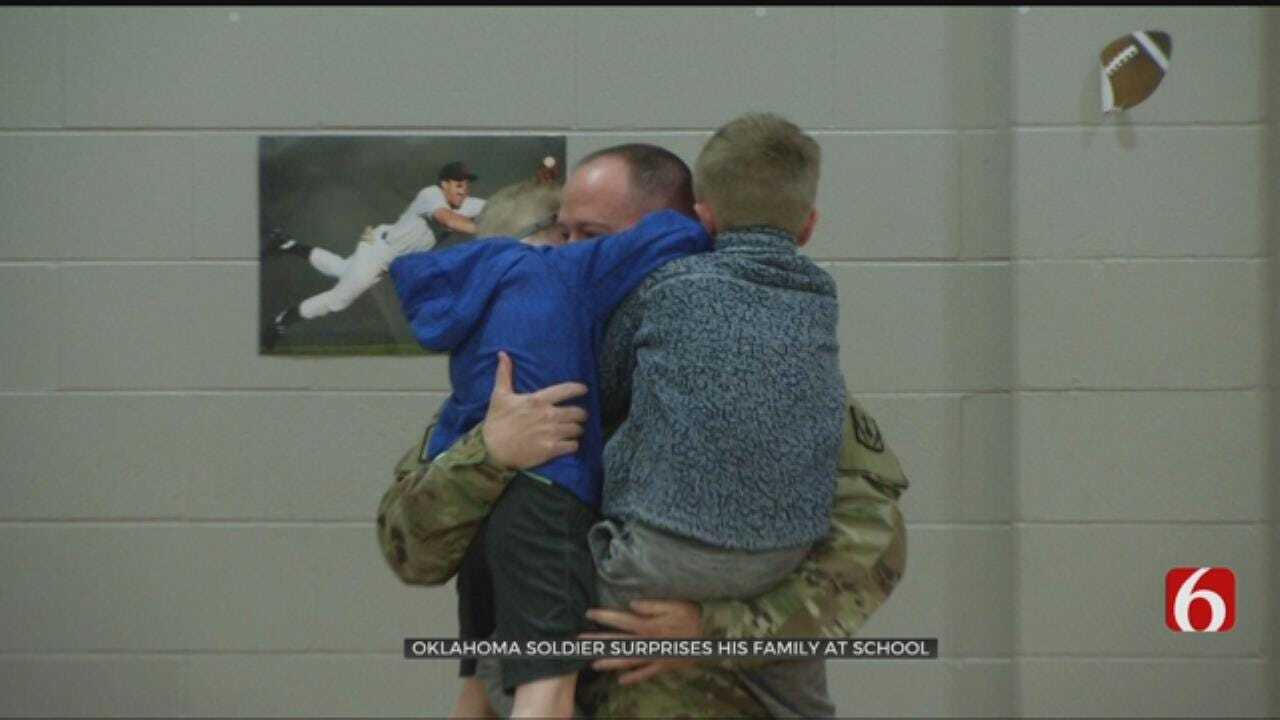 Claremore Soldier Returns Home To Surprise Kids At Assembly
