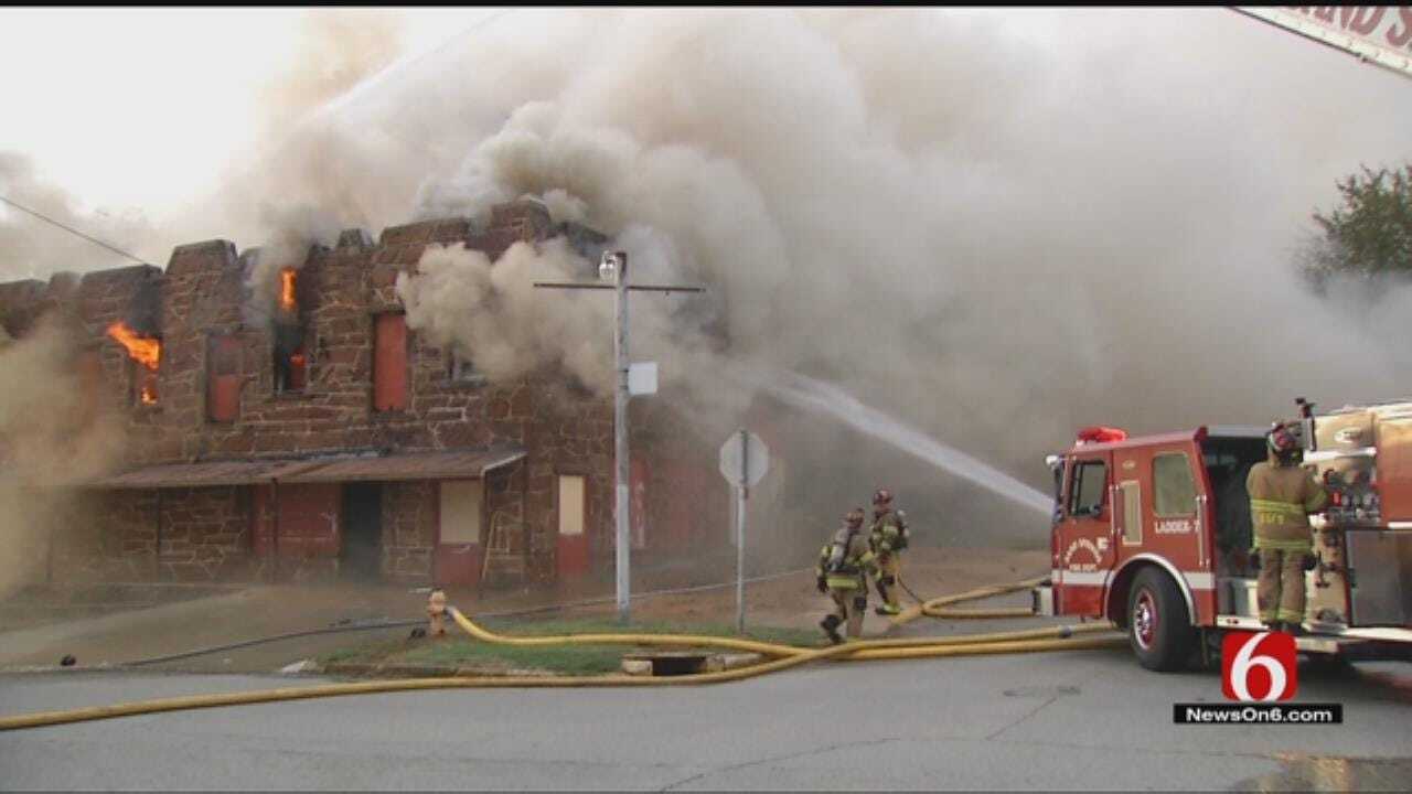 Firefighters Battle Flames At Sand Springs Building