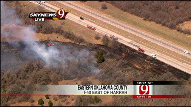 At Least 3 Fires Sparked Along I-40 In Oklahoma County