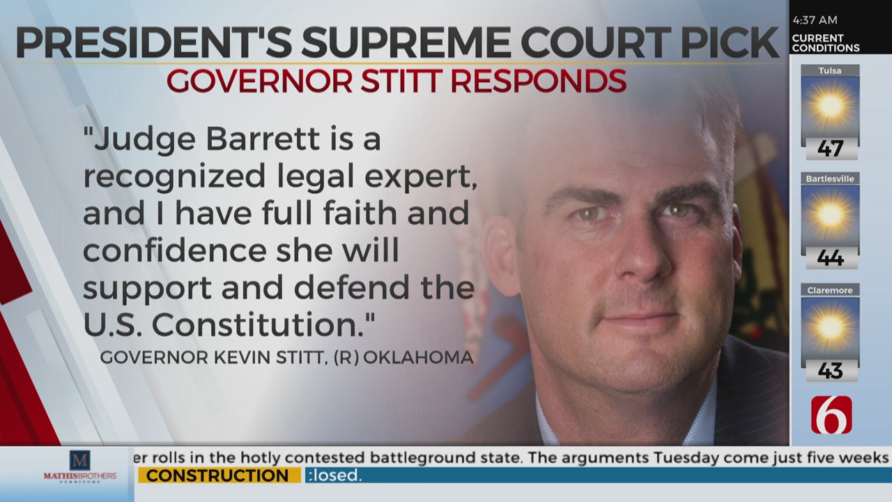 Governor Stitt Endorses President Trump Supreme Court Nominee