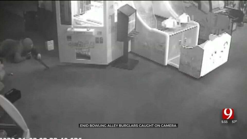 Surveillance Video Captures 2 Thieves Wanted For Alleged Enid Bowling Alley Break-In