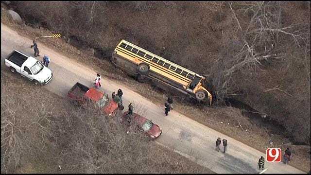 WEB EXTRA: SkyNews 9 Flies Over School Bus Crash In Seminole County