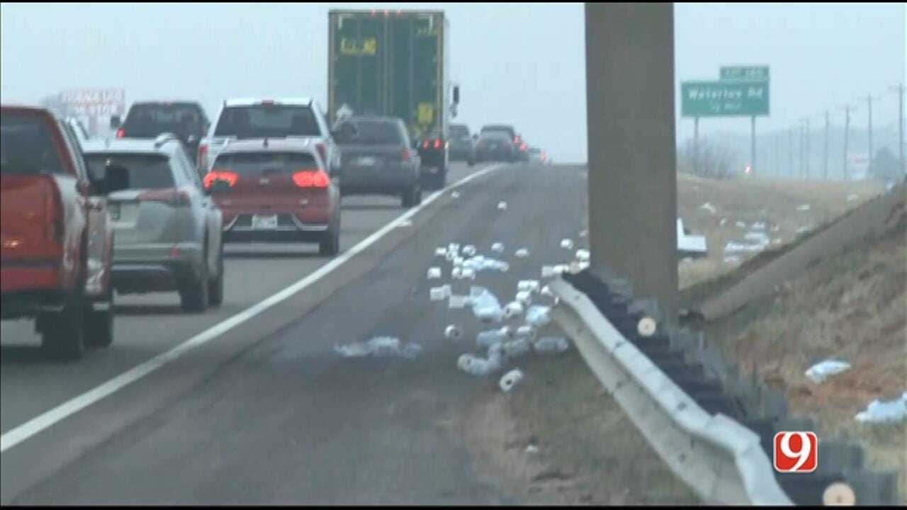 WATCH: Toilet Paper Spill Backs Up Northbound I-35 Near Sorghum Mill Road