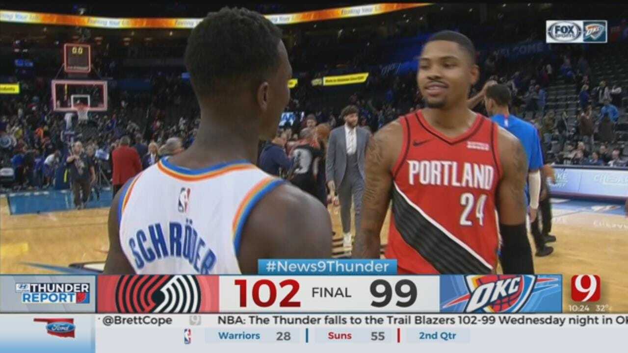 Thunder Lose To Trail Blazers 102-99