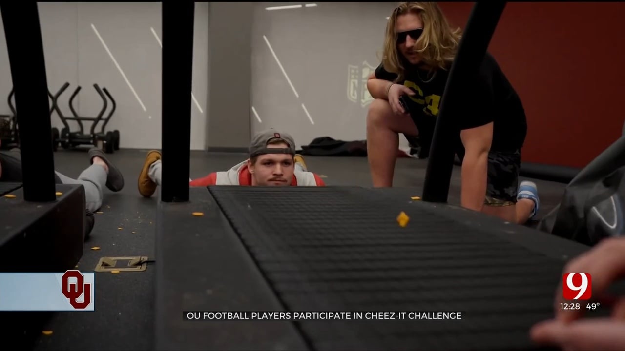 OU Football Players Take Part In Cheez-It Treadmill Challenge