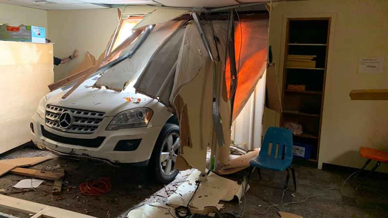 OKCFD: Vehicle Crashes Into Brink Junior High Classroom In Moore 