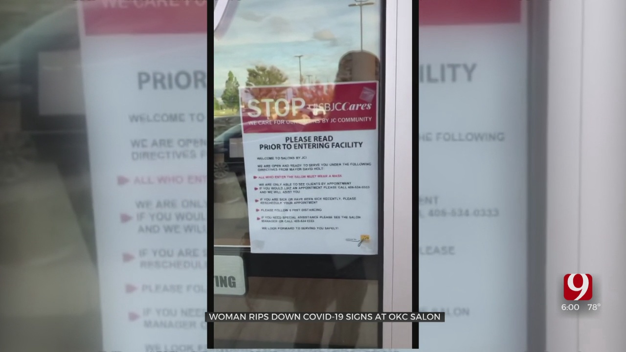 Customer Rips Down NW OKC Salon's COVID-19 Sign, Claims Mayor's Regulations Are Unconstitutional