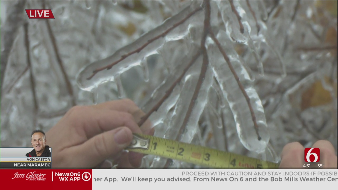 News On 6 Storm Tracker Von Castor Measures Over 1 Inch Of Ice On Tree 