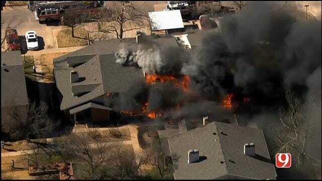 WEB EXTRA: SkyNews 9 Flies Over Large Fire At NW OKC Condo Complex