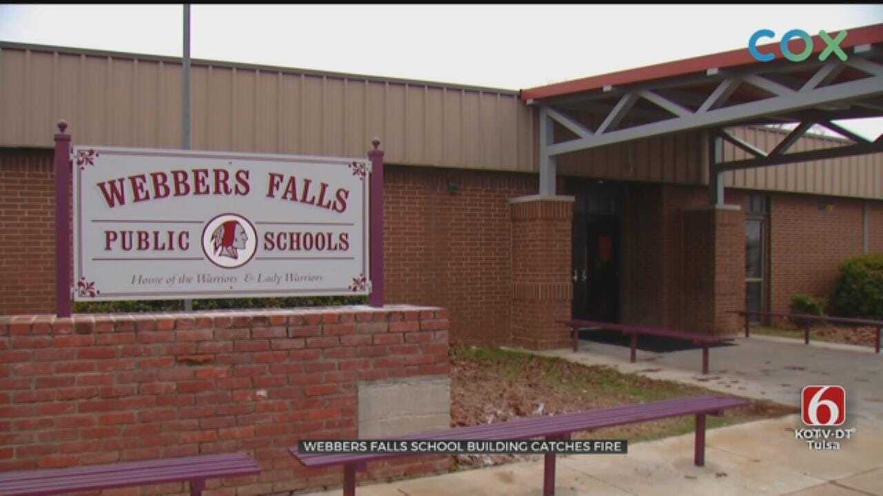 Storage Building Filled With Donated Supplies Catches Fire At Webbers Falls School