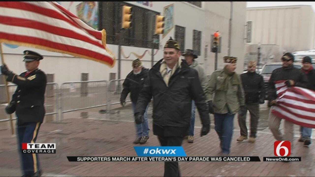 Tulsans March On Despite Cancelled Veterans Day Parade