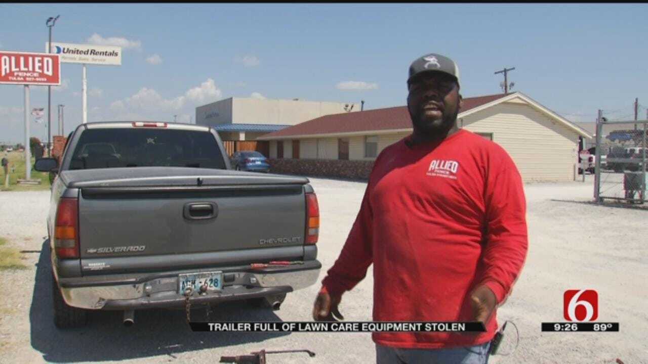 Trailer With Lawn Equipment Stolen Right In Front Of Tulsa Business