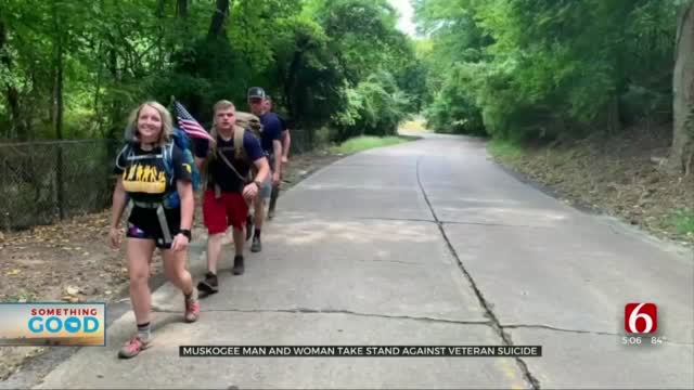Muskogee Man, Woman Hike 200 Miles To Take Stand Against Veteran Suicide 