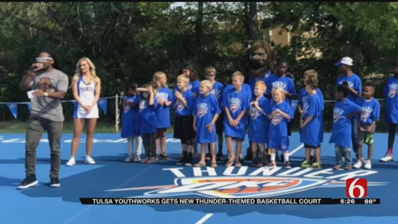 Tulsa Non-Profit Unveils Thunder Themed Basketball Court