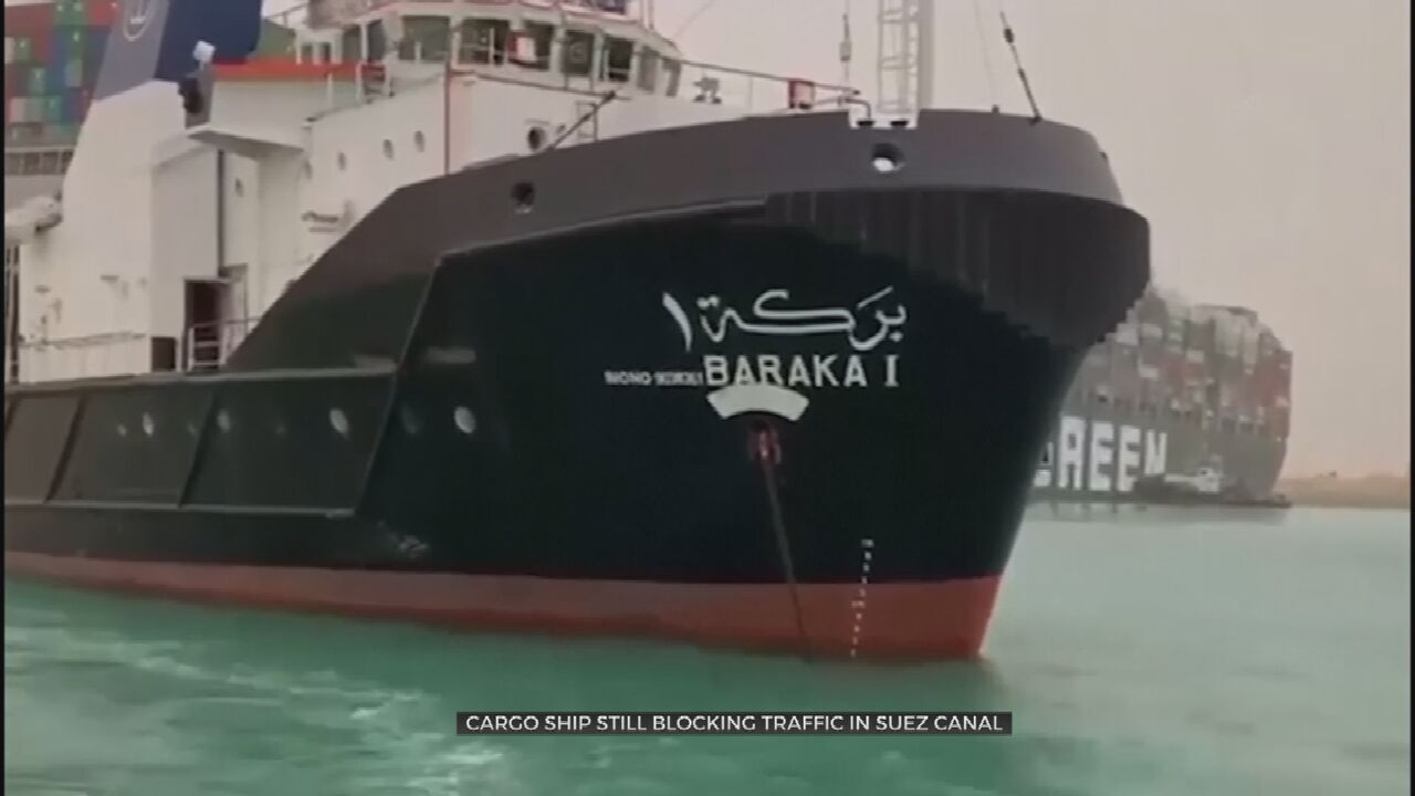 Massive Cargo Ship Turns Sideways, Totally Blocks Suez Canal