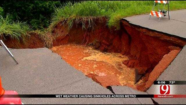Drivers Near Norman Sink Hole Dealing With Detour