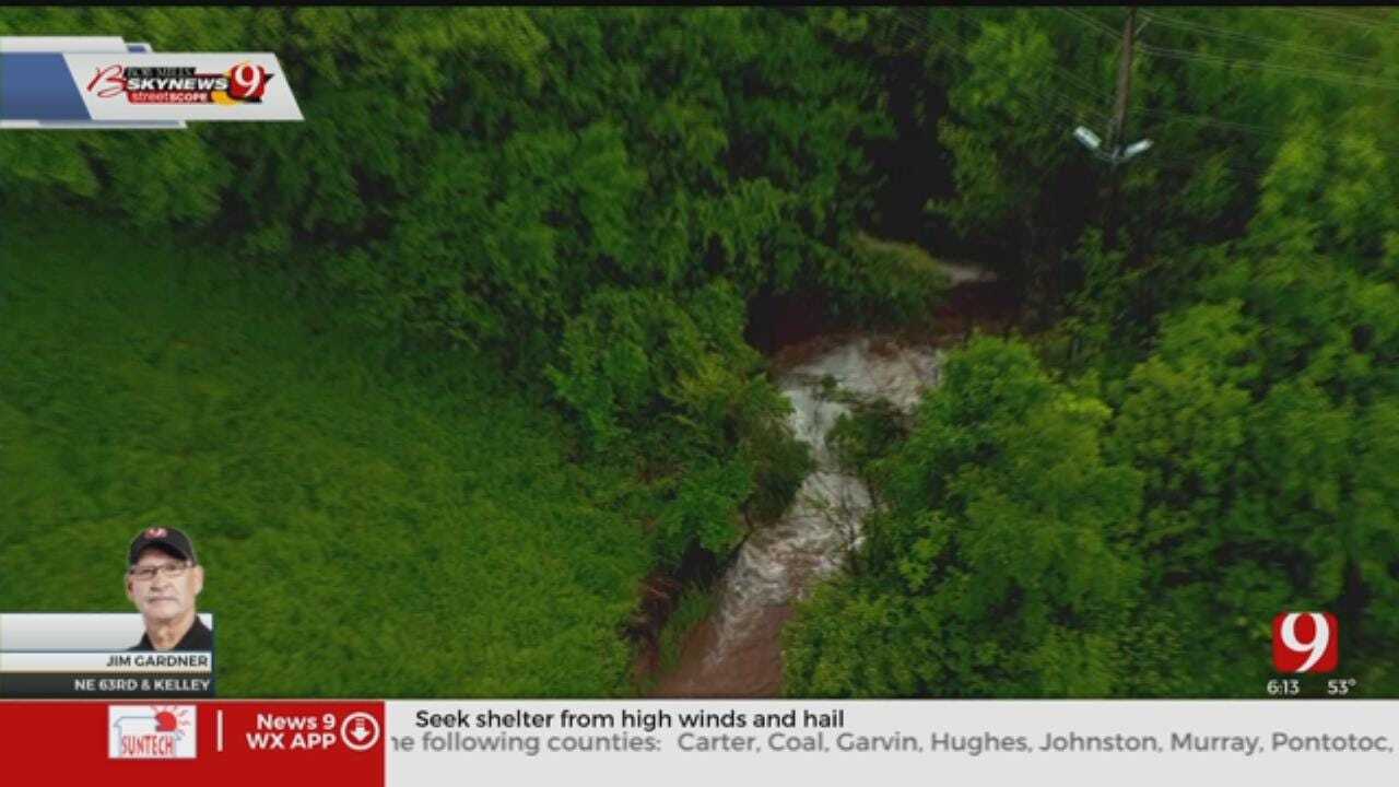 Bob Mills SkyNews 9 Flies Over Water Main Break In NE OKC