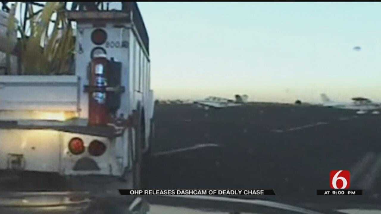 OHP Dashcam Shows Tulsa Airport Chase
