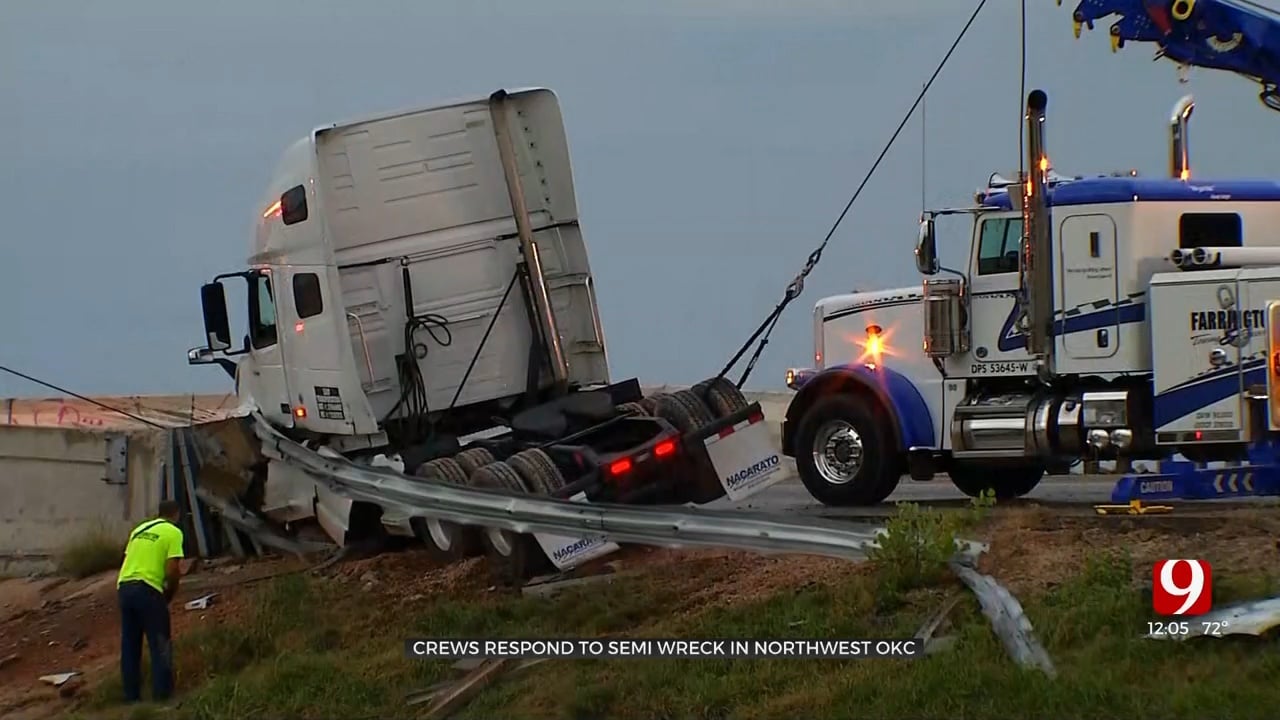 Semitruck Crashes Into Guardrail On Westbound I-44