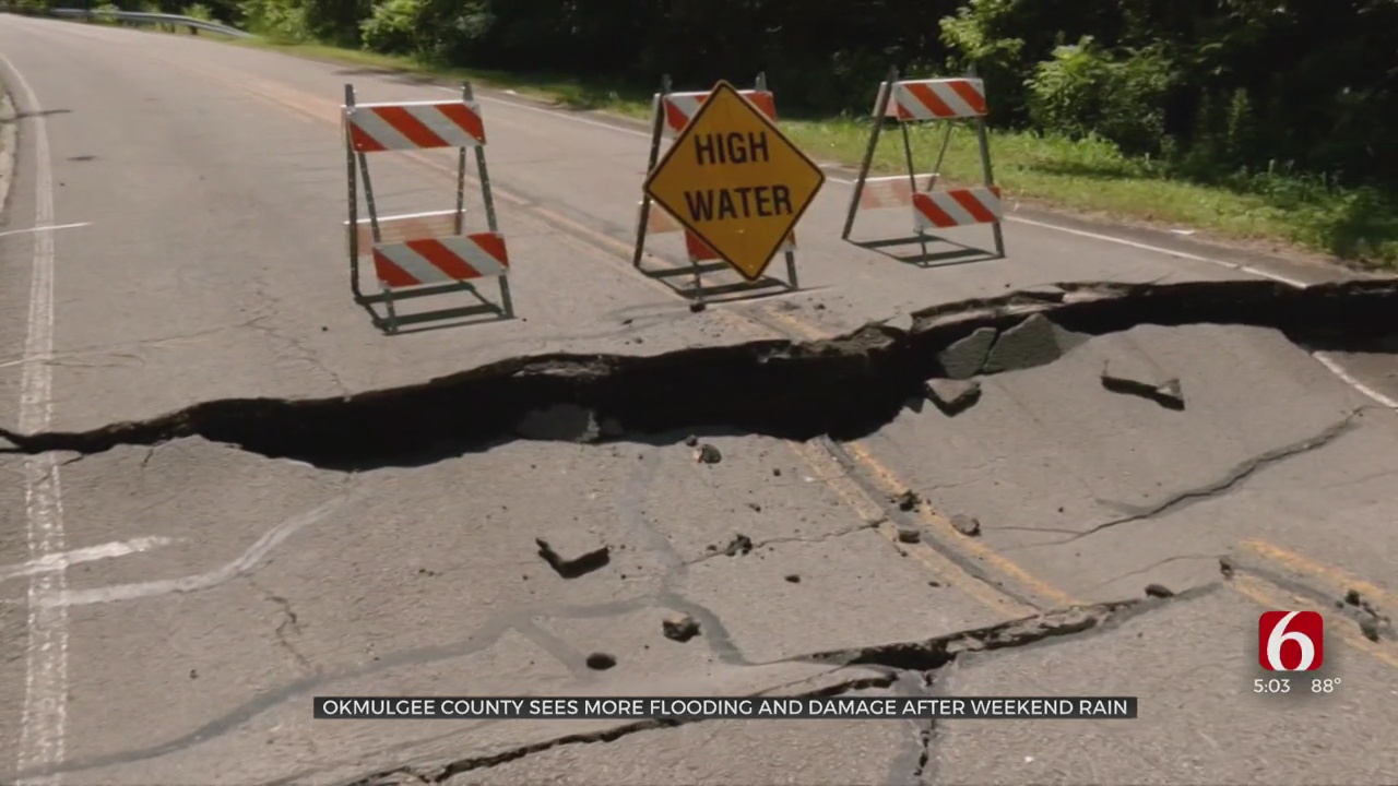 Weekend Rainfall Damages Roadways, Some Remain Underwater In Okmulgee County