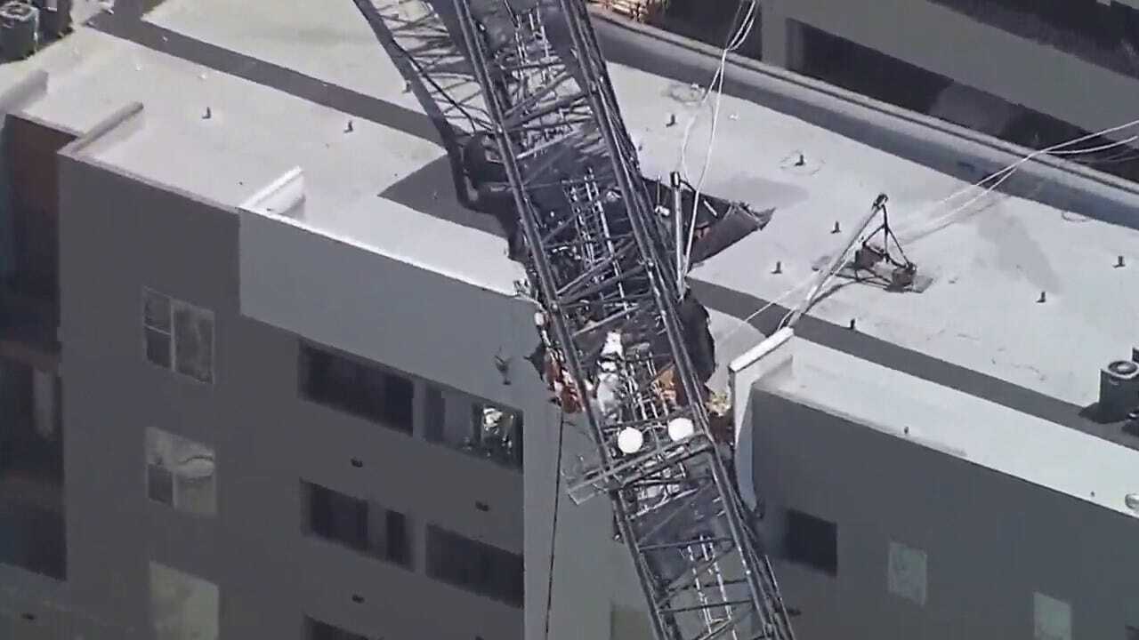 WATCH: Crane Collapses In Dallas Thunderstorms Sunday