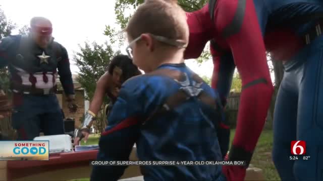 4-Year-Old Oklahoma Boy Surprised By Superheroes At His Front Door 