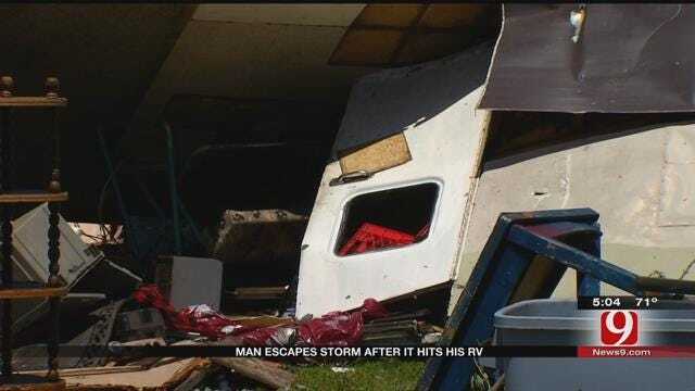 Man Injured After Storm Flipped His RV