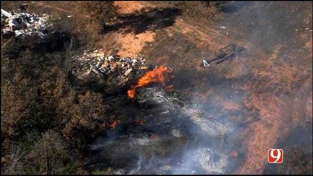 WEB EXTRA: Bob Mills SkyNews 9 HD Flies Over Lincoln Co. Grass Fire
