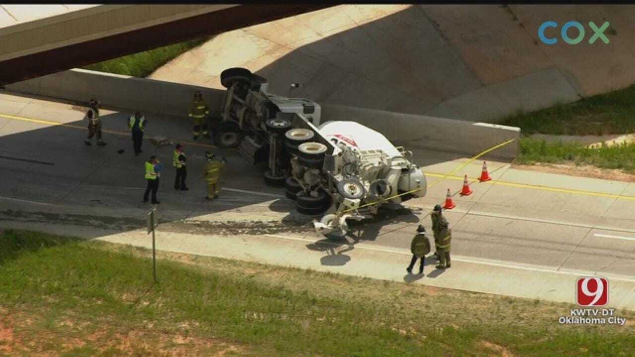 Overturned Cement Truck Causes Road Closure At Dallas Junction