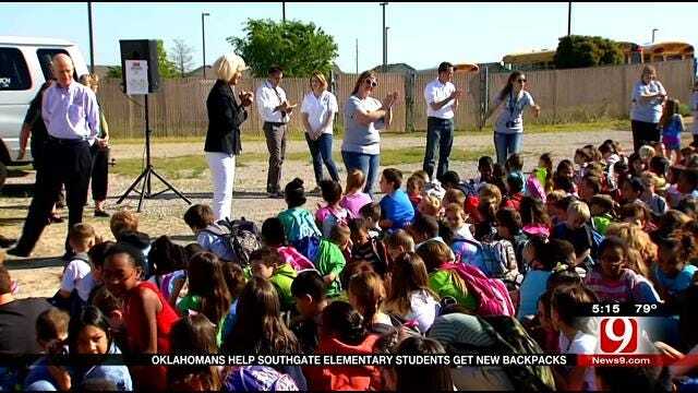 Oklahomans Help Southgate Elementary Students Get New Backpacks