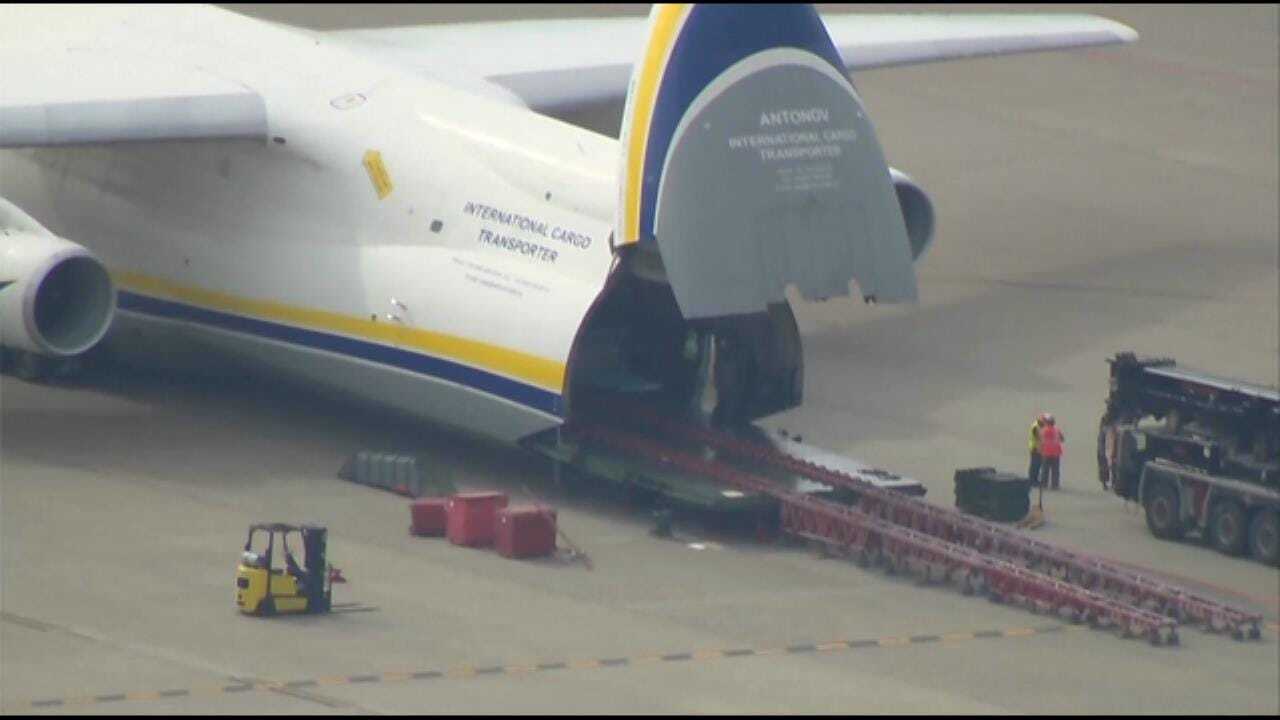 Giant Ukrainian Cargo Jet Prepares To Depart Tulsa