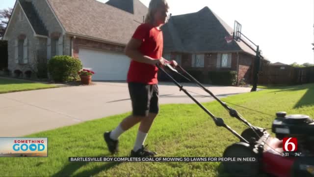 Bartlesville 12-Year-Old Completes Challenge Of Mowing 50 Lawns For People In Need 