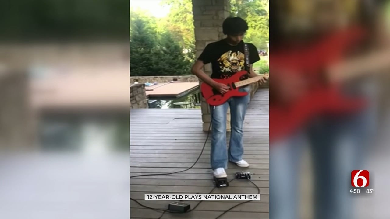 Green Country 12-Year-Old Plays National Anthem On Electric Guitar 