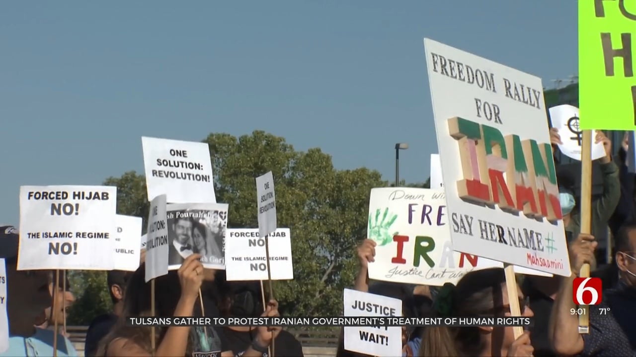 Tulsans Gather To Protest Iranian Government's Treatment Of Human Rights
