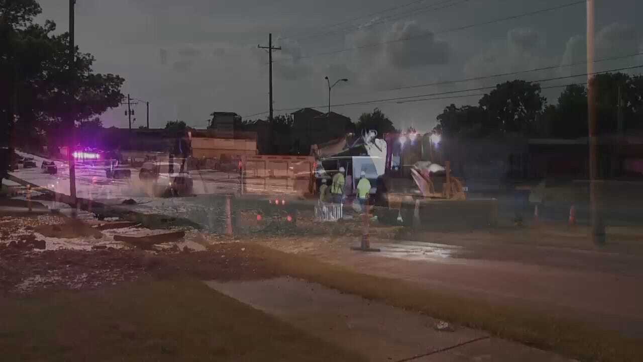 WEB EXTRA: Video Of Water Line Break At Memorial And 21st Street