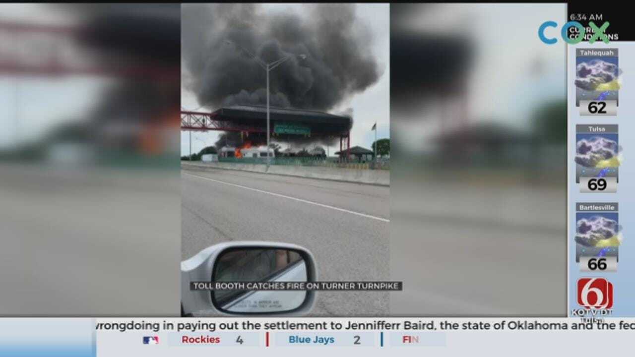 Westbound I-44 Tollbooth Near Stroud Catches Fire