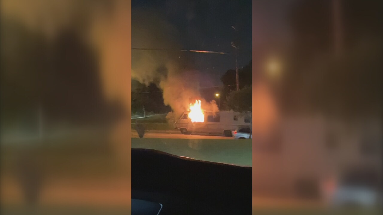 35 Ft Camper Catches Fire In Tulsa; Firefighters Rescue 2 Cats, Searching For Owners