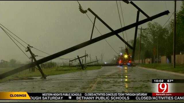 Windows Shattered & Power Lines Down In Norman