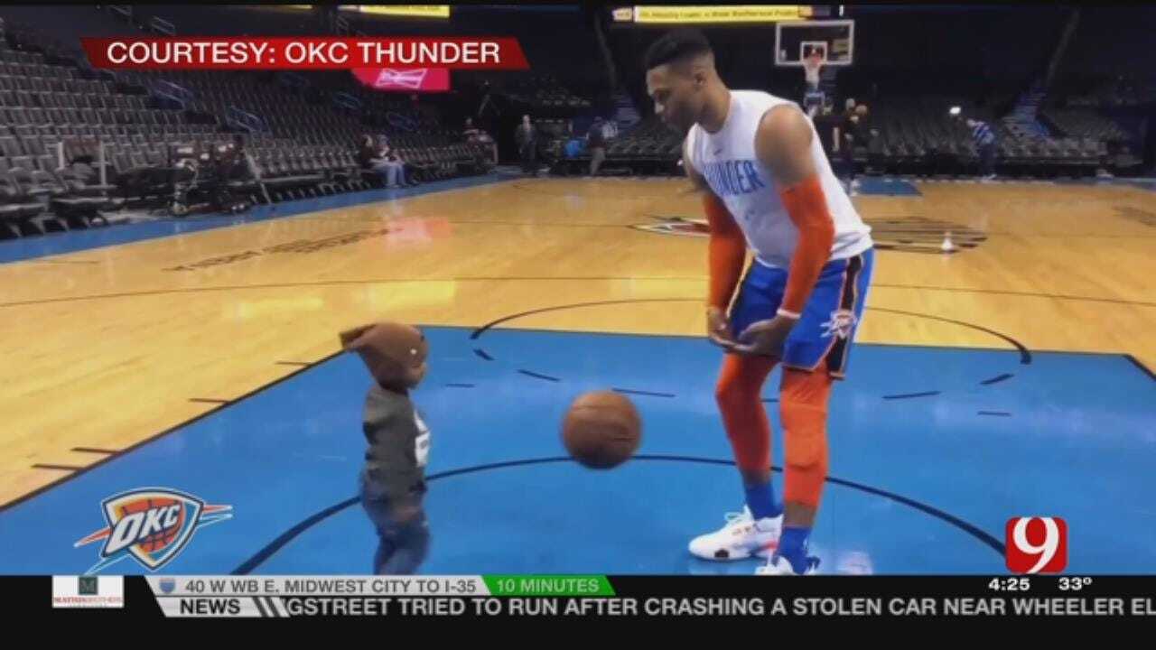 WATCH: Russell Westbrook, Son Noah Warm Up Before Game