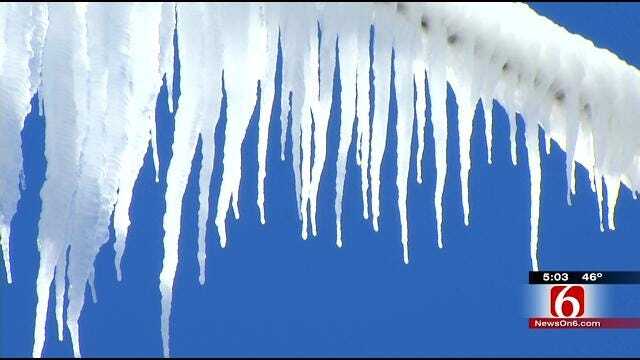 Giant Icicles Form On Pawnee Town Water Tower After Leak