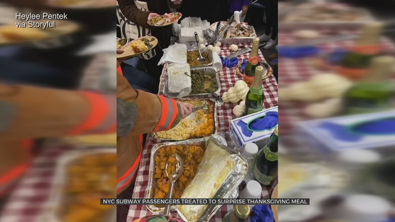 NYC Subway Passengers Treated To Surprise Thanksgiving Meal