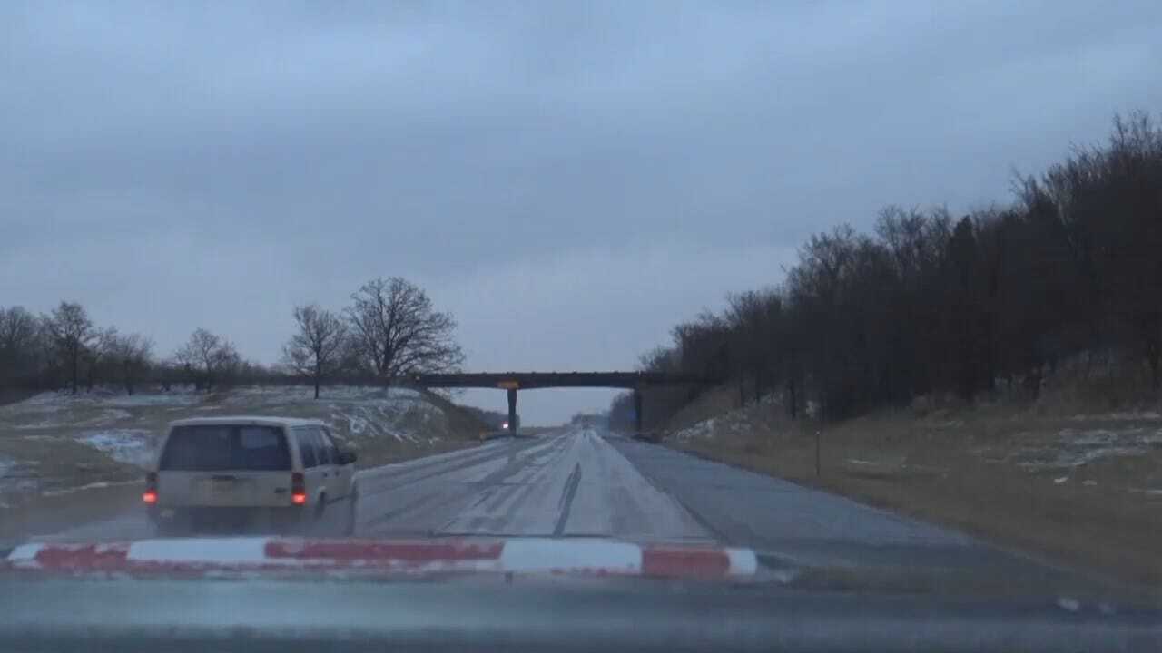 News On 6 Storm Tracker Captures Snowy Crash On I-40