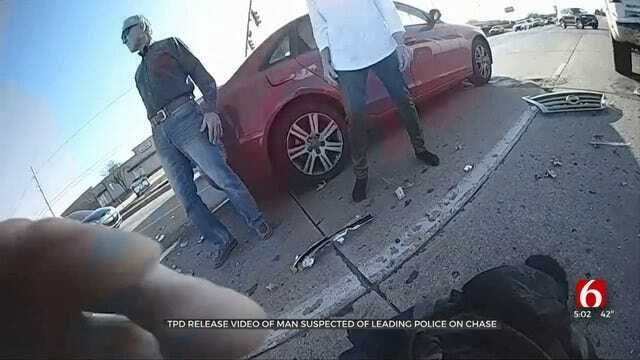 WATCH: Man Suspected Of Running From Tulsa Police Causes Chain-Reaction Wrecks