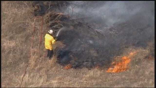 WEB EXTRA: View Of Creek County Grass Fire From SkyNews6