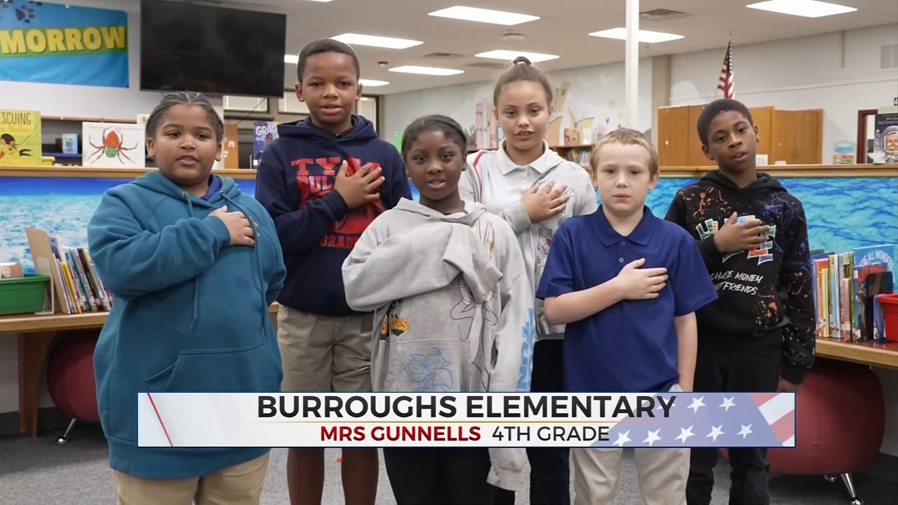 Daily Pledge: 4th Grade Students At Burroughs Elementary