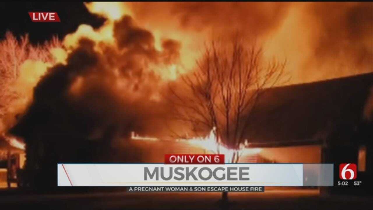 Pregnant Woman Grabs Son, Escapes Burning Home Near Muskogee