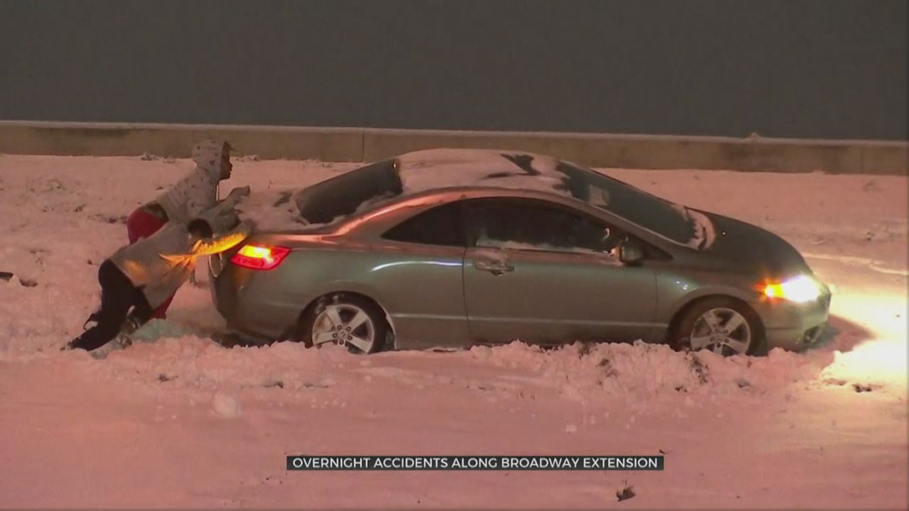 WATCH: Slick Roads Cause String Of Overnight Accident On Broadway Extension 