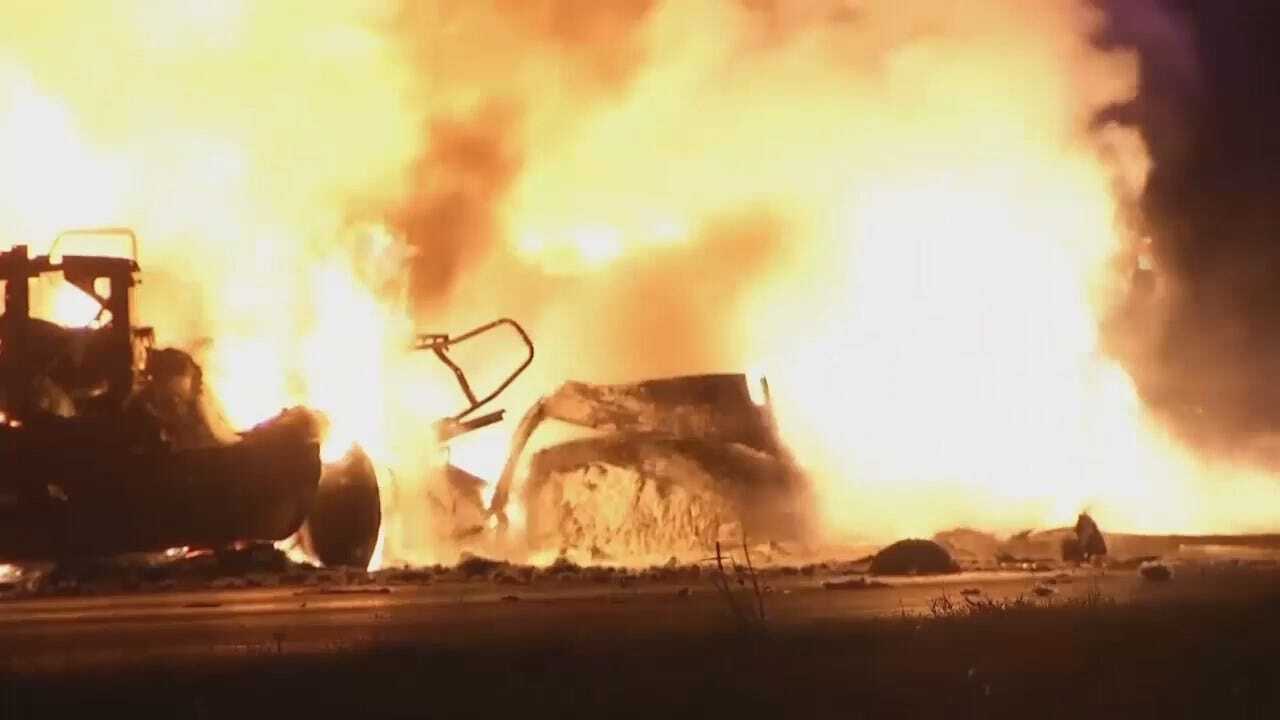 WEB EXTRA: Video Of Highway 412 Box Truck Fire