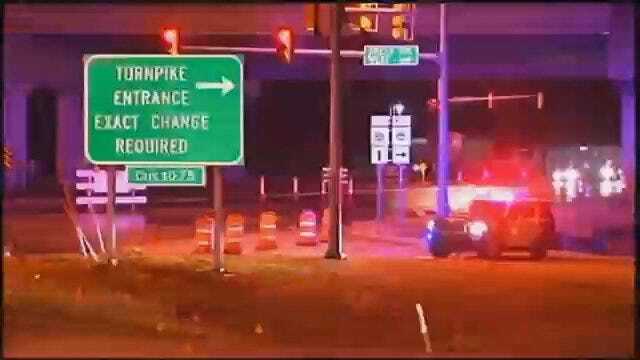 WEB EXTRA: Video From Scene Of Creek Turnpike Closed At Jenks Toll Booth